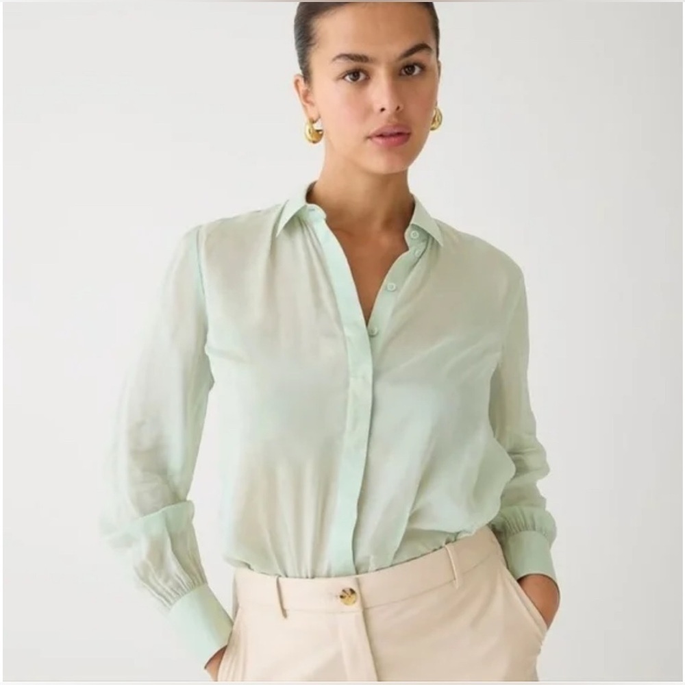 J.Crew Button-Up Shirt In Sheer Organza, Size 4